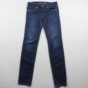 American Eagle Jeans Womens 8 Super Stretch Skinny 5-Pocket Flex Denim Dark Blue